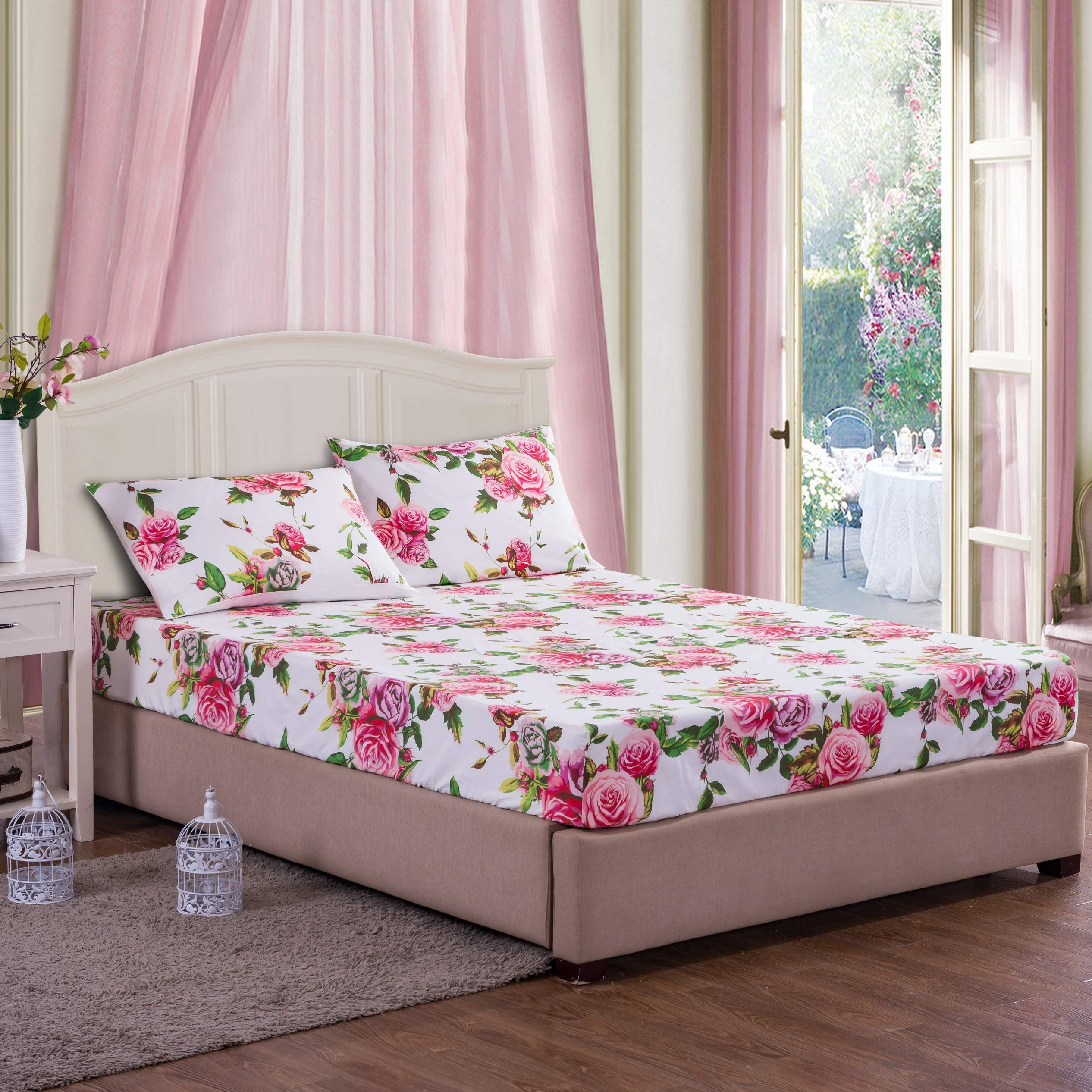 Amazon｜DaDa Bedding ロマンティックローズフローラルフィットベッド